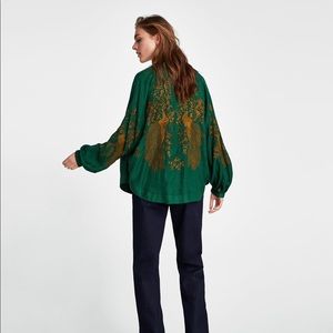 zara green kimono jacket